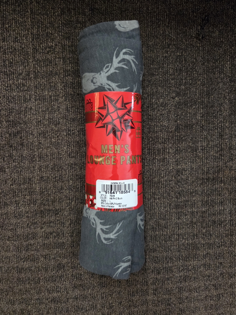 Men's Lounge Pants - Gray Deer Print Size L